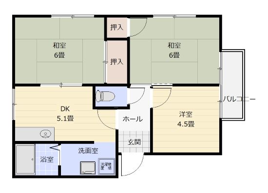 羽曳野市軽里3丁目 ヴェルデハイツ西202 間取り